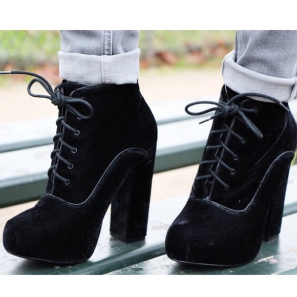 Free People Shoes - Black Suede Lace Up Lita High Heel Platform Boots